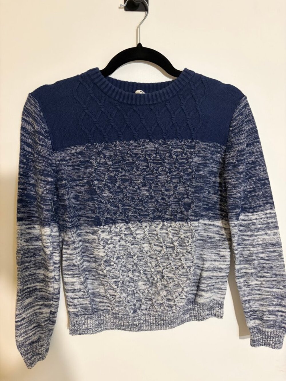 BOBOYOXO kids navy marled cable-knit sweater XL